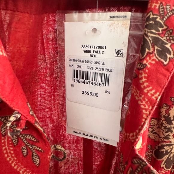 RRL Ralph Ralph Lauren Red Bias-Cut Floral Cotton Dress Size 1 XS Small - Picture 9 of 14